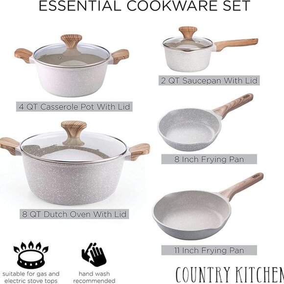 NEW Non-Stick Cast Aluminum Cookware Set - Durable Kitchen Cookware - Picture 3 of 8